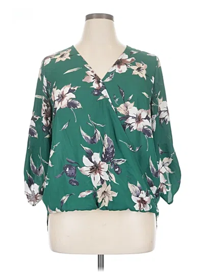 Pre-owned West Kei 3/4 Sleeve Blouse In Green