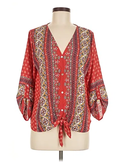 Pre-owned West Kei 3/4 Sleeve Blouse In Red