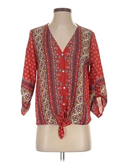 Pre-owned West Kei 3/4 Sleeve Blouse In Red