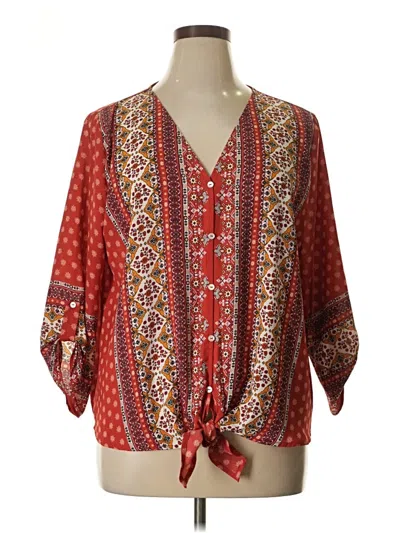 Pre-owned West Kei 3/4 Sleeve Blouse In Red