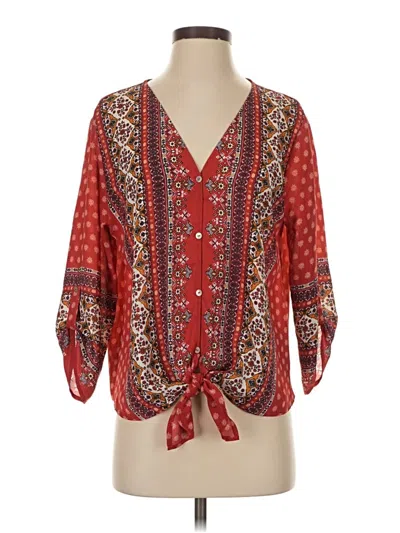 Pre-owned West Kei 3/4 Sleeve Blouse In Red