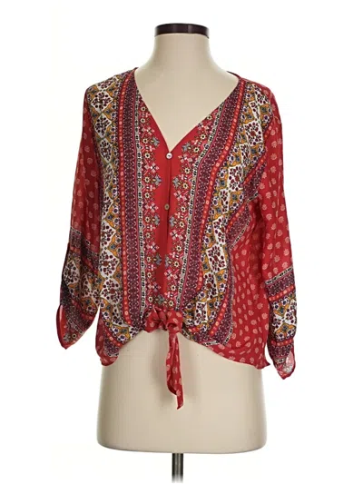 Pre-owned West Kei 3/4 Sleeve Blouse In Red