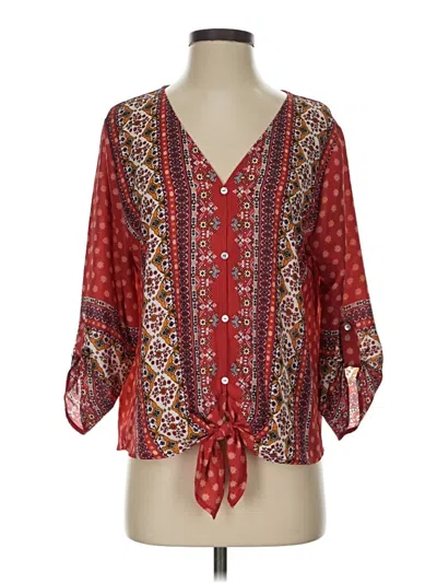 Pre-owned West Kei 3/4 Sleeve Blouse In Red