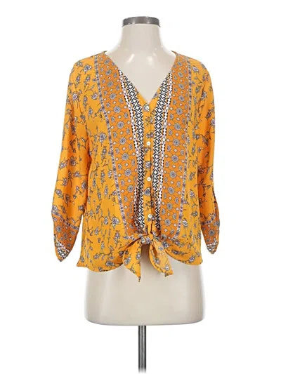 Pre-owned West Kei 3/4 Sleeve Blouse In Yellow