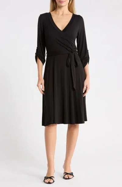 West Kei Faux Wrap Midi Dress In Black