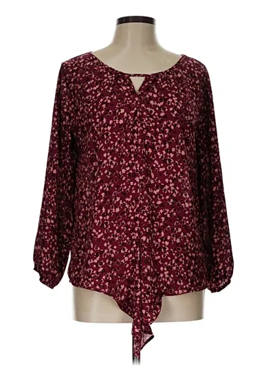 Pre-owned West Kei Long Sleeve Henley Shirt In Burgundy