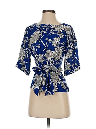 Pre-owned West Kei Short Sleeve Blouse In Blue