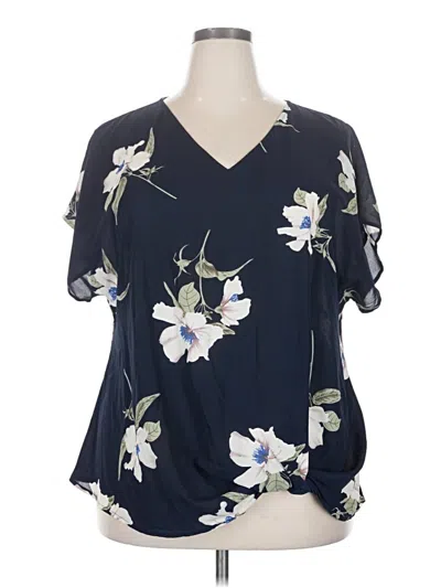 Pre-owned West Kei Short Sleeve Blouse In Blue