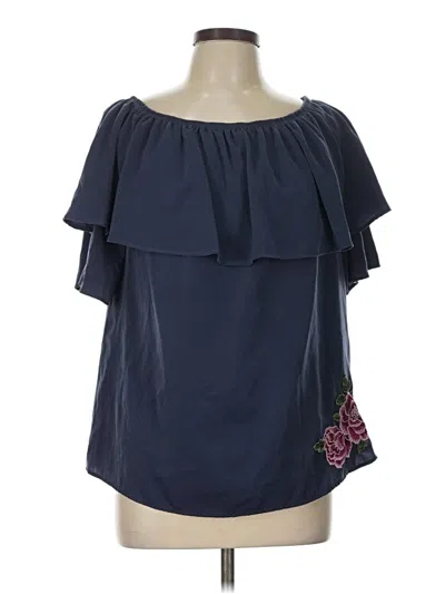 Pre-owned West Kei Short Sleeve Blouse In Blue