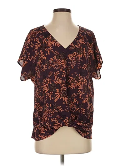 Pre-owned West Kei Short Sleeve Blouse In Brown