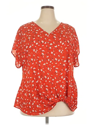 Pre-owned West Kei Short Sleeve Blouse In Red