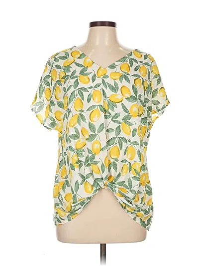 Pre-owned West Kei Short Sleeve Blouse In Yellow