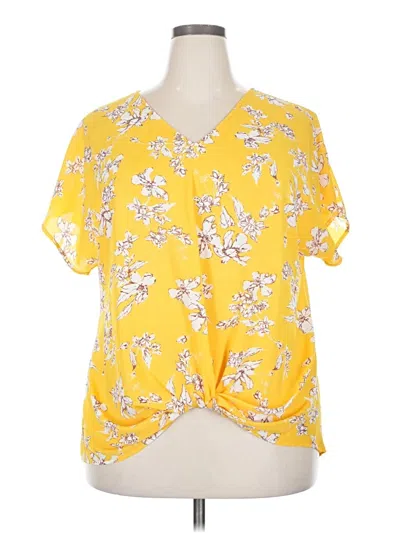 Pre-owned West Kei Short Sleeve Blouse In Yellow