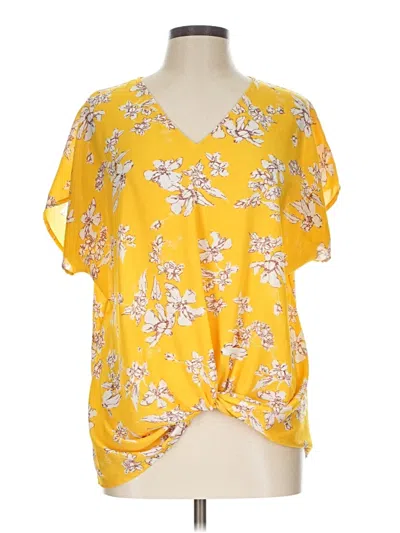 Pre-owned West Kei Short Sleeve Blouse In Yellow
