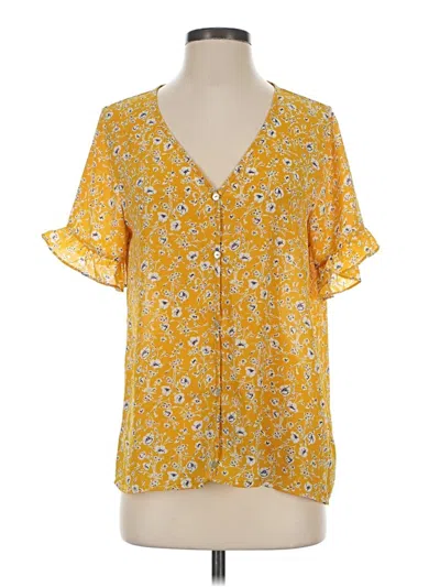 Pre-owned West Kei Short Sleeve Blouse In Yellow