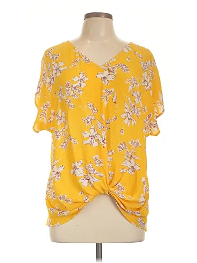 Pre-owned West Kei Short Sleeve Blouse In Yellow