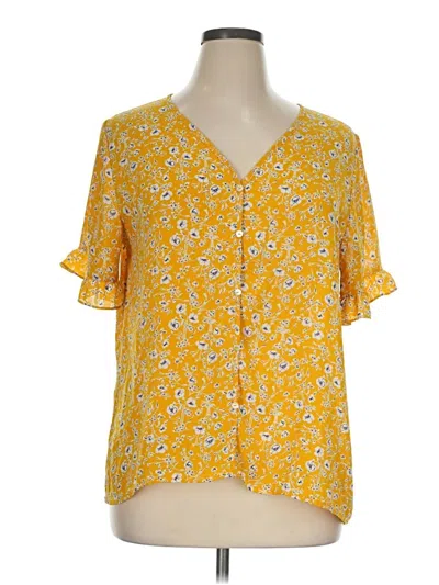 Pre-owned West Kei Short Sleeve Blouse In Yellow