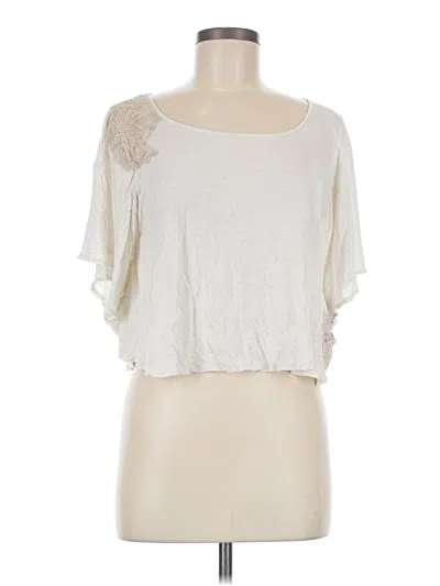 Pre-owned West Kei Short Sleeve Top Ivory Cold Shoulder Neckline Tops In White