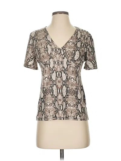 Pre-owned West Kei Short Sleeve Top Silver V Neck Tops