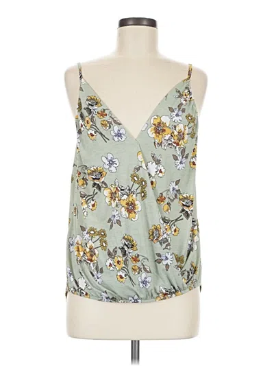 Pre-owned West Kei Tank Top Green Plunge Neckline Tops