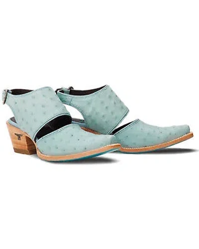 Pre-owned West Lane Women's Exotic Full Quill Ostrich Plain Robin Mule X  Desperado Ern In Blue