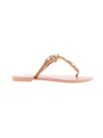 Pre-owned West Loop Flip Flops In Tan