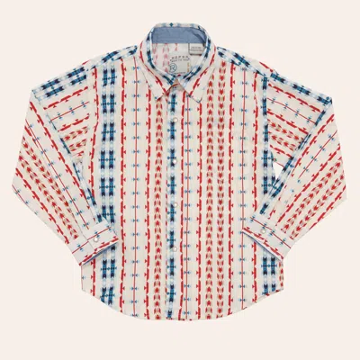 West Made Kids' Boys' Blue & Red Aztec Stripe Print Long Sleeve Pearl Snap Shirt In Pink