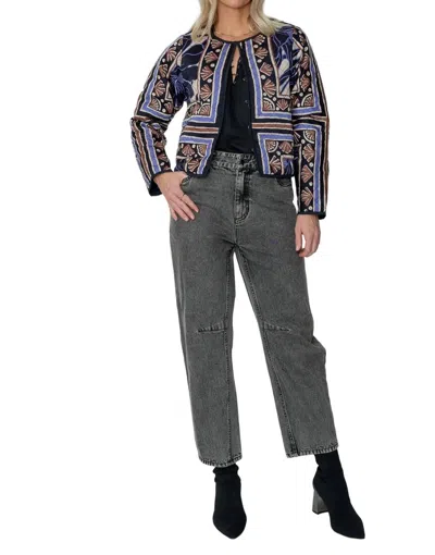 West Of Colette Reversible Quilted Jacket In Fleur Scarf In Multi