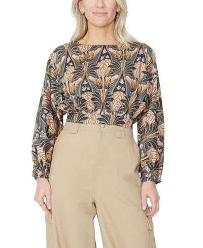 West Of Helene Top In Devon Print In Multi