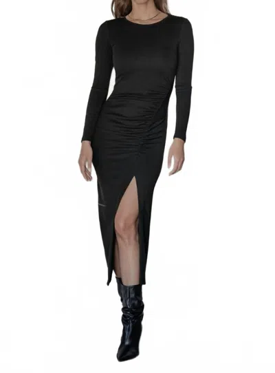 West Of Jacqueline Ruched Midi Dress In Black