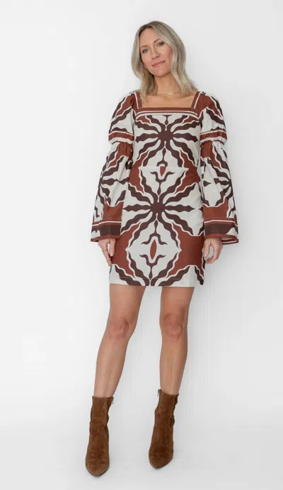 West Of Martine Mini Dress In Beige In Brown