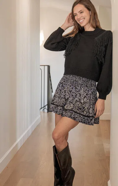 West Of Melanie Mini Skirt In Floral Print In Gray