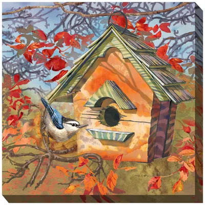 West Of The Wind Autumn Bird 24" Square Outdoor Canvas Wall Art