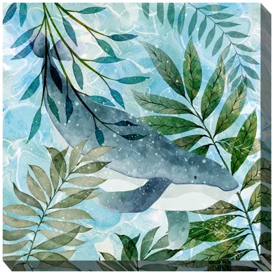 West Of The Wind Coastal Manatee 24" Square Outdoor Canvas Wall Art