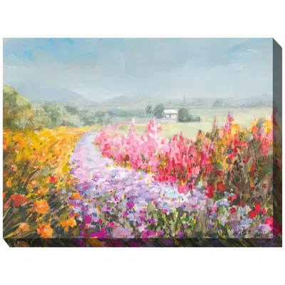 West Of The Wind Flowering Footpath 40"w Rectangular Outdoor Canvas Wall Art