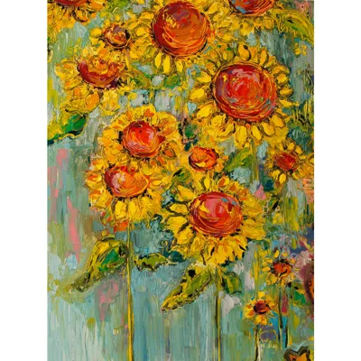 West Of The Wind Hearts And Flowers 40"h All-weather Outdoor Canvas Wall Art