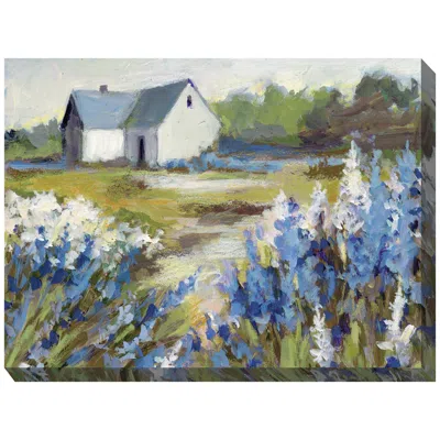West Of The Wind Meadow Blue Barn 40"w All-weather Outdoor Canvas Wall Art