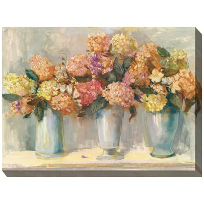 West Of The Wind Spiced Hydrangeas 40"w Rectangular Outdoor Canvas Wall Art