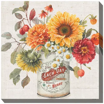 West Of The Wind Thankful Heart 24" Square Outdoor Canvas Wall Art