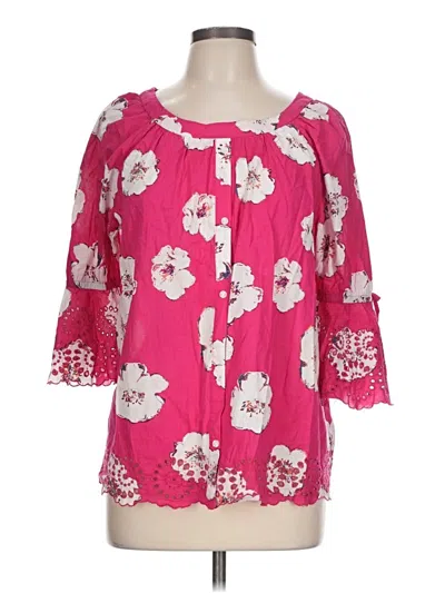 Pre-owned Westbound 3/4 Sleeve Blouse In Pink
