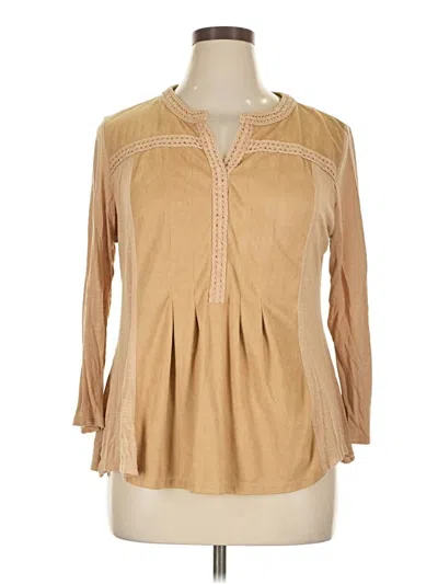 Pre-owned Westbound 3/4 Sleeve Blouse In Tan