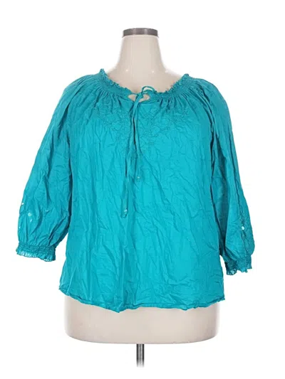 Pre-owned Westbound 3/4 Sleeve Blouse In Teal