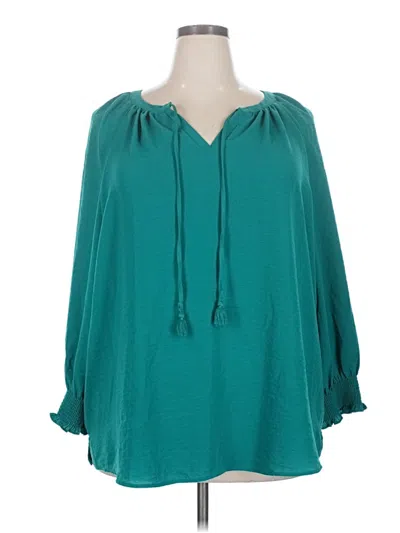 Pre-owned Westbound 3/4 Sleeve Blouse In Teal