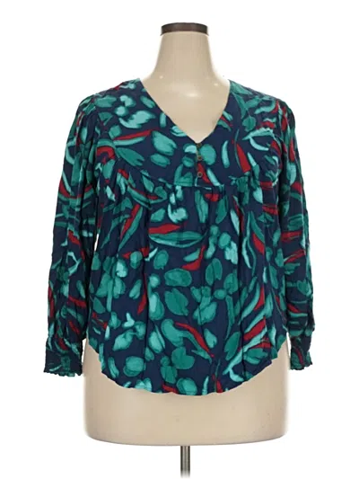 Pre-owned Westbound 3/4 Sleeve Blouse In Teal