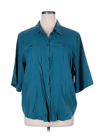 Pre-owned Westbound 3/4 Sleeve Button Down Shirt In Blue