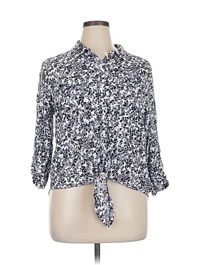 Pre-owned Westbound 3/4 Sleeve Button Down Shirt In Blue