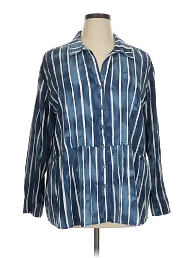 Pre-owned Westbound 3/4 Sleeve Button Down Shirt In Blue