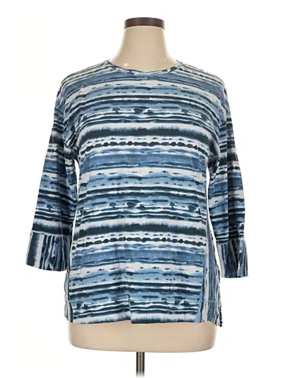 Pre-owned Westbound 3/4 Sleeve Top Blue Boatneck Tops