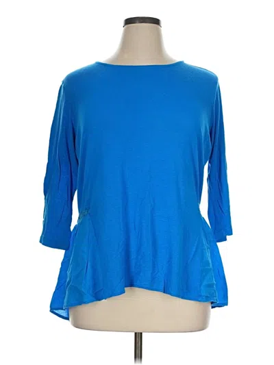 Pre-owned Westbound 3/4 Sleeve Top Blue Boatneck Tops