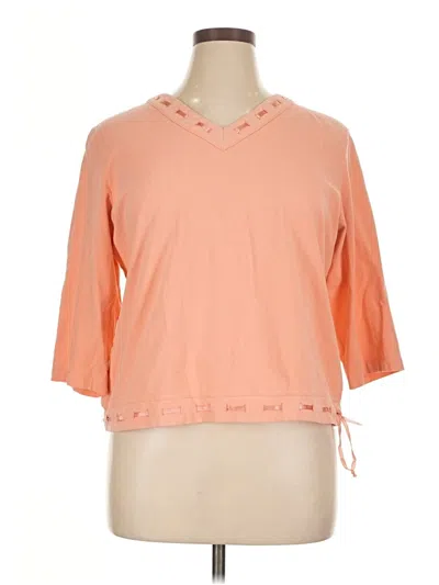 Pre-owned Westbound 3/4 Sleeve Top Orange Keyhole Neckline Tops